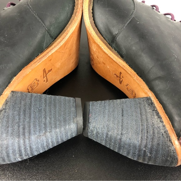 Anthropologie J Shoes Carson Black Mauve Leather Ankle Boots Sz 7.5 - Picture 11 of 14